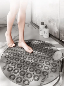 带吸盘的圆形浴室防滑垫，淋浴按摩地垫，防水浴室垫