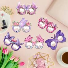 12 件花卉和蝴蝶设计纸质眼镜蝴蝶派对装饰照相亭眼镜框，彩色蝴蝶眼镜适用于蝴蝶主题生日派对装饰用品 - 彩色 - 查看 7