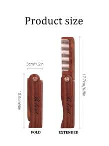 LICVIC 1 pieza Peine de barba de madera con texto grabado personalizado, peine plegable de madera personalizado para hombres - Estilo A - Ver 5