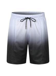 Ensemble 2 pièces casual pour hommes, polo à zip avec imprimé dégradé et shorts d'été, confortable pour le port quotidien casual