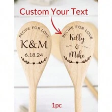 1pc Personalized Wedding Wooden Spoon, Unique Bachelorette Party And Couple Gift, Customized Initial Wooden Cooking Spoon, Initial Kitchen Decor Gift, Customized Letter Combination Birthday Gift, Housewarming Wedding Cooking Spoon Gift For Women, Mom, Friends, Customized Engraved Party Favor - Apricot - View 9