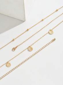 2 件套极简性感度假风格金色金属精致链条吊坠腰链，适合休闲比基尼装 - 金色 - 查看 4