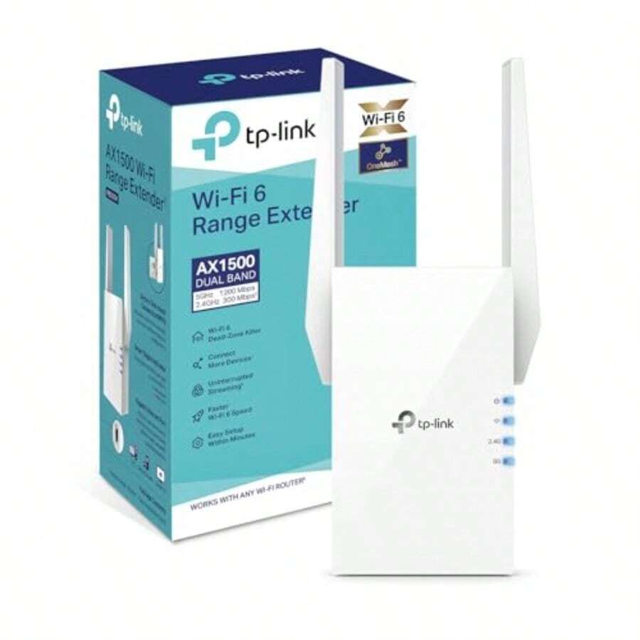 TP-Link Wi-Fi 6 AX3000 Dual-Band Air Range Extender Gigabit Port Ultra-Thin Minimalist Design OneMesh Supported WPA3 Security Easy Setup Flexible Installation - AX30008mm超薄 - 查看 1