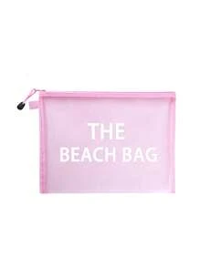 Maestra Beach-Themed Mesh Cosmetic Bag, Holds Lipstick & Makeup Sponge, Portable Transparent Makeup Pouch, Toiletry Bag, Travel Organizer - Multicolor - View 13