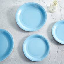 Disposable Sky Blue Plates & Napkins Set, Party Supplies Suitable For 24 Guests, Disposable Paper Plates For Birthdays, Weddings, Parties, Home Picnics