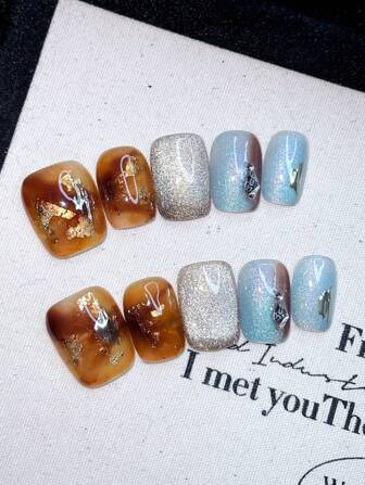 10Pcs Handmade Wearable Nail Art Fake Nails,Press On Acrylic Nails French Tip Nails Press On Nails Press On Nails Press On Nails Short Kiss Press On Nails Btartbox Press On Nails Btartbox Hand Painted Short Nails Nail Supplies Nails