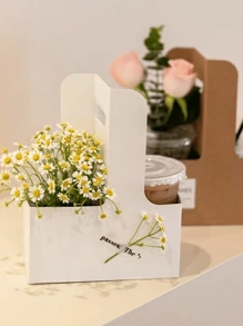10件/25件咖啡提花盒（白色、棕色、粉色）、活动派对盒、牛皮纸花篮、奶茶包、外卖盒、甜品蛋糕花束盒、结婚礼物、花卉配饰，用于情人节、婚礼派对、圣诞派对、办公室、户外。 - 彩色 - 查看 1