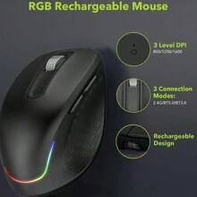 Ergonomic Bluetooth5.0 Dual Modes Wireless Silent Keyboard And Mouse Combo RGB Backlits Rechargeable Wireless Keyboard Mouse Set For WinXP/7/8/10/VISTA//Android - Black - View 5