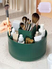Desktop Swivel Organizer Cosmetic Brush Organizer Tube Cosmetic Shelf Desk Dresser Eyeshadow Brush Storage 5 Slots Can 360° Swivel Desktop Decorative Organizer Desktop Storage Pen Organizer Stationery Supplies Cute Pens Cups Jars For Office School Home Art Supplies