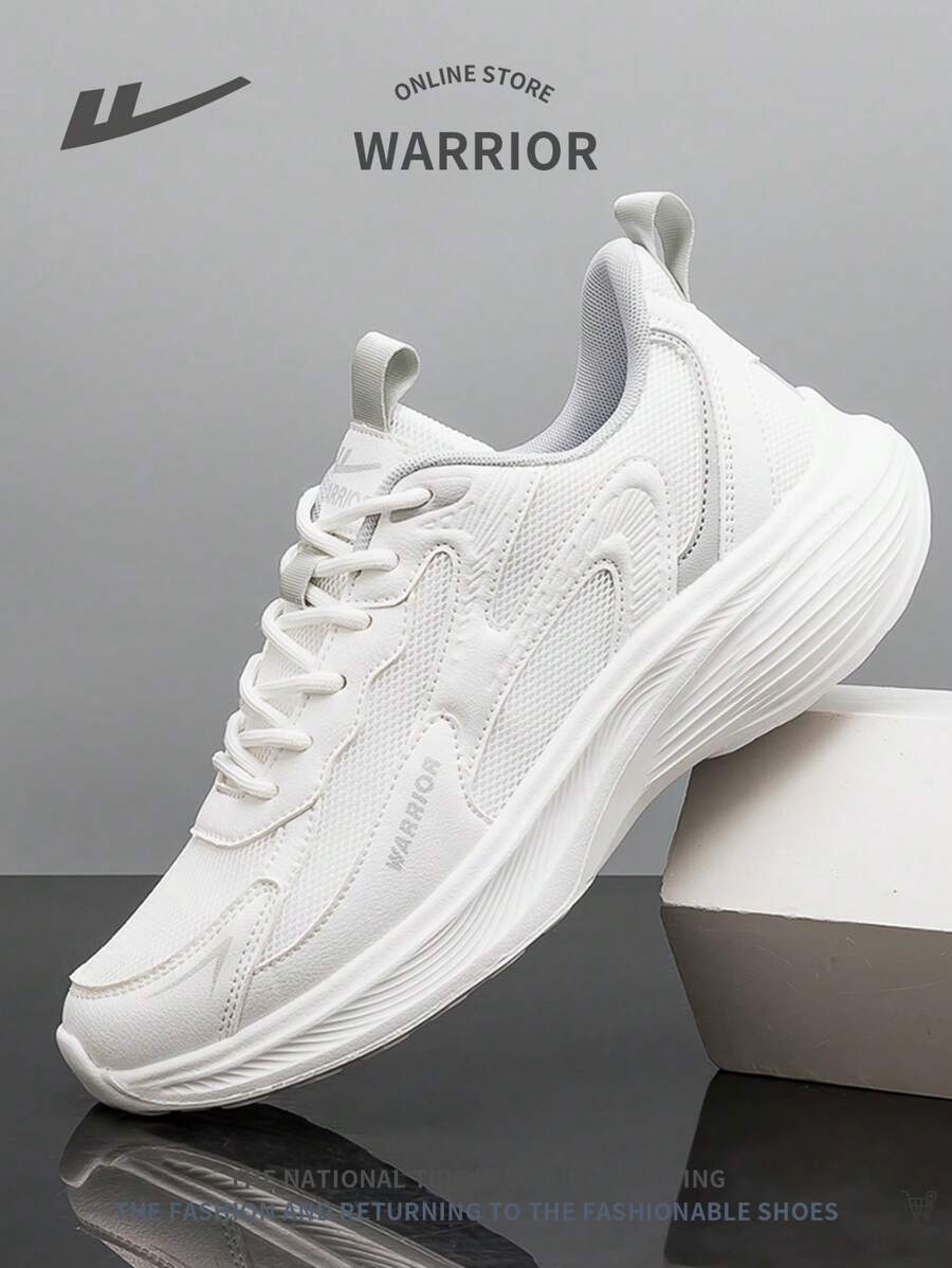 WARRIOR 1 Pair Men's Front Lace-Up Mesh Running Shoes, Personalized Versatile Lightweight Shock Absorbing Non-Slip Soft Bottom Comfortable Low-Top Outdoor Casual Sport Sneakers