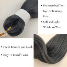 1/3/6 Packungen Schwarze Flechthaarsträhnen aus vorgespanntem knotenlosem Kanekalon für Boxzöpfe, langgestreckte, gerade synthetische Flechthaarverlängerung für knotenlose Zöpfe