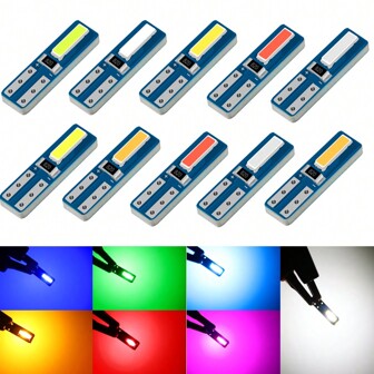 S&D 10piezas T5 Bombilla LED Canbus W3W 74 286 W1.2W Súper brillantes Luces interiores del coche Lámpara de tablero de instrumentos de advertencia Indicador 12V
