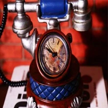 1pc-Vintage Telephone Ornament Desktop Counter Living Room Decoration Vintage Ornament Clock Ornament Vintage Telephone Shaped Piggy Bank