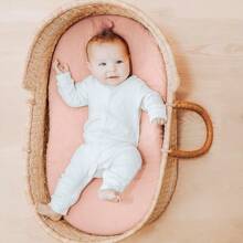 3PCS/Set Soft Breathable Baby Bassinet Sheets Fitted Bassinet Sheet Set Bassinet Mattress Sheets Universal Fit For Rectangle Round Oval Mattress - Pink Flowers - View 2