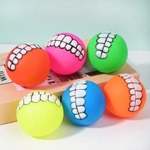 Pet Dog Tooth Shaped Chewing & Sound Making Toy, Rubber Squeaky Ball Toy For Large Dogs, Multi-Color - Multicolor - View 9