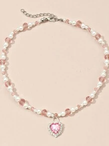 1st. Hartvormige kralenketting voor kinderen, uniek accessoire cadeau voor meisjes, Valentijnsdag, terug naar school