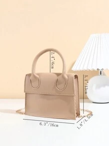 Mini Plain Chain Handbag For Kids - Khaki - View 2