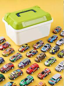 一套合金车模收藏盒系列玩具，男女皆宜，批发赛车、铁皮车、拉力赛车、微型车套装。课堂奖励、创意小礼物、节日装饰、生日派对用品（款式随机）、返校礼物