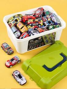 一套合金车模收藏盒系列玩具，男女皆宜，批发赛车、铁皮车、拉力赛车、微型车套装。课堂奖励、创意小礼物、节日装饰、生日派对用品（款式随机）、返校礼物