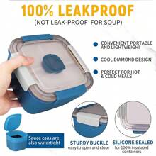 1100ml Portable Lunch Box Container 2 Layer Grid Salad Bowl Bento Boxes Salad Bowls Lunch Box Lunch Container For Food - Blue - View 5