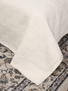 3pcs Luxury Elegant High-End Warm & Comfortable White Solid Color Quilted + Embroidered Multi-Purpose Bedspread Set (Can Be Used As Bedcover Or Blanket), Includes 1pc Bedspread + 2pcs Quilted Pillowcases (No Pillow Insert), Suitable For Bedroom, Living Room, Hotel, Dormitory