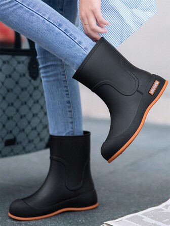 1 Pair Women's Winter Short Warm Waterproof Rain Boots, Thick Sole Outdoor, Gardening, Kitchen, Laundry, Fishing, Summer Waterproof Anti-Slip Fashion Versatile Rain Shoes
