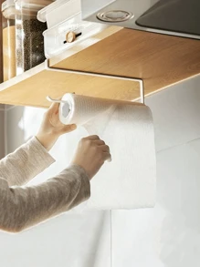 2 Stücke selbstklebende Edelstahl Küchenrollenhalter, wandmontiert, geeignet für Küche, Arbeitsplatte, Schrank, Badezimmer, schwarz, ohne Bohren erforderlich