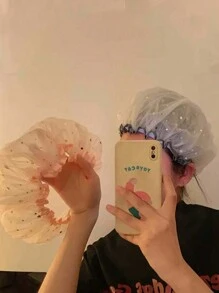 4pcs/1set Reusable Double Layer Shower Cap, Waterproof Hair Care Caps For Treatments, Hairstyling, Cooking Oil Smoke Protection, Assorted Color Bathroom Bathing Caps, Dyeing Caps, Microfiber Towel Hair Turban Caps - Multicolor - View 3