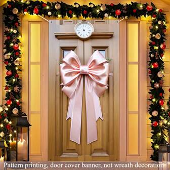 1 件超大浅粉色蝴蝶结窗帘，35 英寸 X70 英寸涤纶装饰平挂横幅，多用途入口装饰，适用于婚礼、复活节、新年、情人节