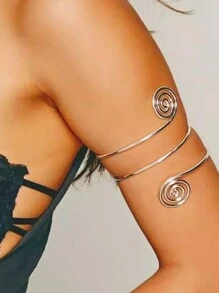 1pc Fashionable Women Silver Spiral Arm Band, Sexy Beach Bracelet