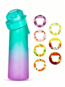 1pc Gradient Water Bottle With Flavor Pods, With One Random Flavour Pods Scented, 0 Sugar 0 Calorie Water Cup Drinks Bottles With Straw For Outdoor, Leak-Proof Cup For Gym, Running, Sports Water Cup Suitable For Outdoor Sports