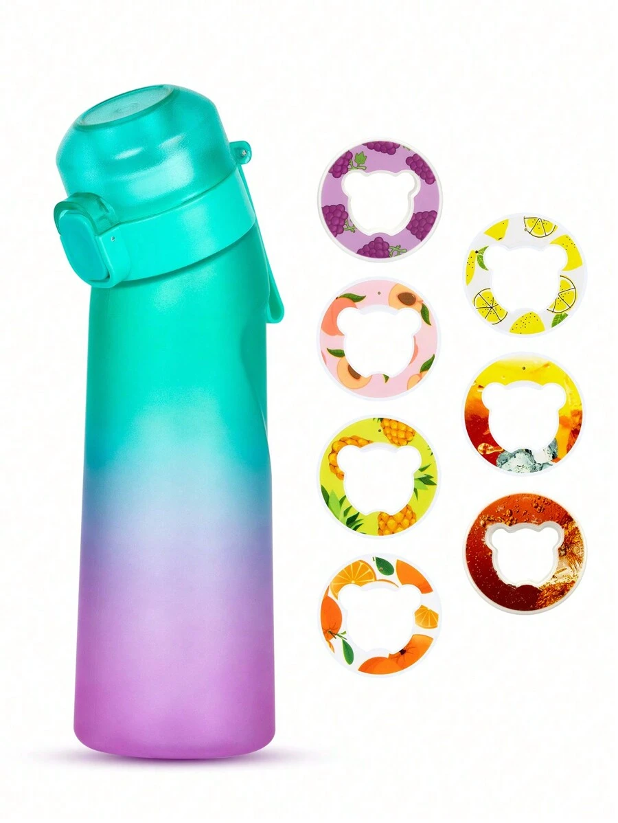 1pc Gradient Water Bottle With Flavor Pods, With One Random Flavour Pods Scented, 0 Sugar 0 Calorie Water Cup Drinks Bottles With Straw For Outdoor, Leak-Proof Cup For Gym, Running, Sports Water Cup Suitable For Outdoor Sports