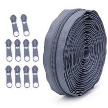 Zíper de 177.16-Polegadas com 10 cursores, Zíper Colorido de Nylon 5#, 20 Opções de Cores, Cursores Correspondentes, Adequado para Roupas, Agasalhos, Bagagem, Bolsas, Artesanato DIY e Mais