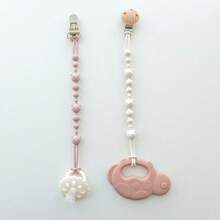 2 件装奶嘴夹，一体式设计奶嘴夹，柔软灵活的硅胶婴儿奶嘴夹，带纹理，适合男孩和女孩 - 彩色 - 查看 4