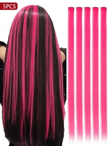 Clip In Hair Extensions 22 Inch 20Pcs/10Pcs Colored Hair Extensions Party Highlights Long Straight Synthetic Hairpieces For Women