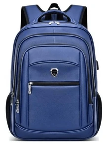 Men's Leather Backpack Reinforced With Reinforced Cable And USB Input For School Notebook Executive Social Random Model Shipping Synthetic Leather - 藏蓝色 - View 9