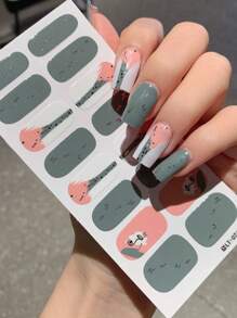 1pc New Full Nail Art Sticker, Fashion Element Pattern, Full Cover Nail Sticker, Waterproof Removable Nail Sticker, Women Nail Art, Ladies Self-Adhesive Nail Stickers, Easy To Use, Suitable For Holiday, Party, Birthday Gift - Multicolor - View 1