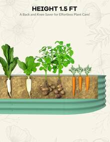 Patio Lawn 8x2x1.5ft Raised Garden Bed,Galvanized Raised Planter Boxes Outdoor With Easy Assembly, Large Garden Bed For Vegetables, Fruits, Flower,Raised Garden Bed,Green - Green - View 4