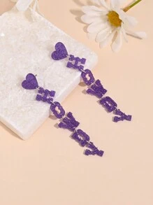 1 Pasang Anting Gantung Akrilik Gaya Koboi Barat "Howdy", Merah Muda Berkilau - anting-anting - View 7