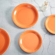 Đĩa và khăn ăn dùng một lần màu cam, phù hợp cho 24 khách, đĩa giấy và khăn ăn dùng một lần cho sinh nhật, đám cưới, tiệc tùng, dã ngoại gia đình - Nhiều màu - Xem 4