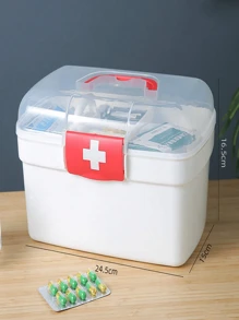 1 pezzo Scatola portatile per medicinali familiare trasparente