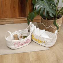 Panier de rangement personnalisé avec nom, panier de rangement de corde, panier de rangement DIY personnalisé avec nom, panier de rangement en corde, rangement pour désordre, cosmétiques, niche pour animaux de compagnie en laine