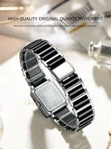 2pcs/pair Ceramic Square Couple Watch, Alloy Dial Quartz Wristwatch, Men Women Matching