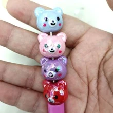 10 pièces de perles acryliques colorées de têtes d'ours et de pandas plaquées multicolores pour la fabrication de bracelets, colliers, chaînes de téléphone portable et pendentifs DIY