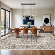 9x12 Area Rugs Living Room - Large Boho Stain-Resistant Rugs With Non-Slip Backing, Vintage Design Bedroom, Beige/Brown, Home Decor Floor - Ivory - View 4