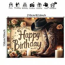 Pancarta de poliéster con diseño de vaquero de estilo campestre - Apta para decoraciones de cumpleaños, bodas, fiestas de graduación - No necesita electricidad - Apta para Pascua, Día de San Patricio, Día de San Valentín y Día de la Madre - Multicolor - Ver 11