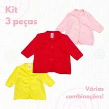 Kit 3 Baby Jackets (Super Comfortable) 100% Cotton Suede - Rosa Pálido - Ver 2