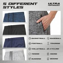 Mens 5 Pack Athletic Running Shorts, Basketball Gym Workout Shorts For Men With Zippered Pockets - 段染灰/藍色/炭灰色,海軍藍,黑色 - 查看 5