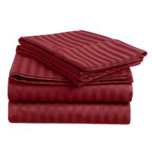 Hotel Collection 1800 Super Soft & Wrinkle Free Luxurious Stripe 6-Piece Sheet Set With Extra Pillowcases - 酒紅色 - 查看 2
