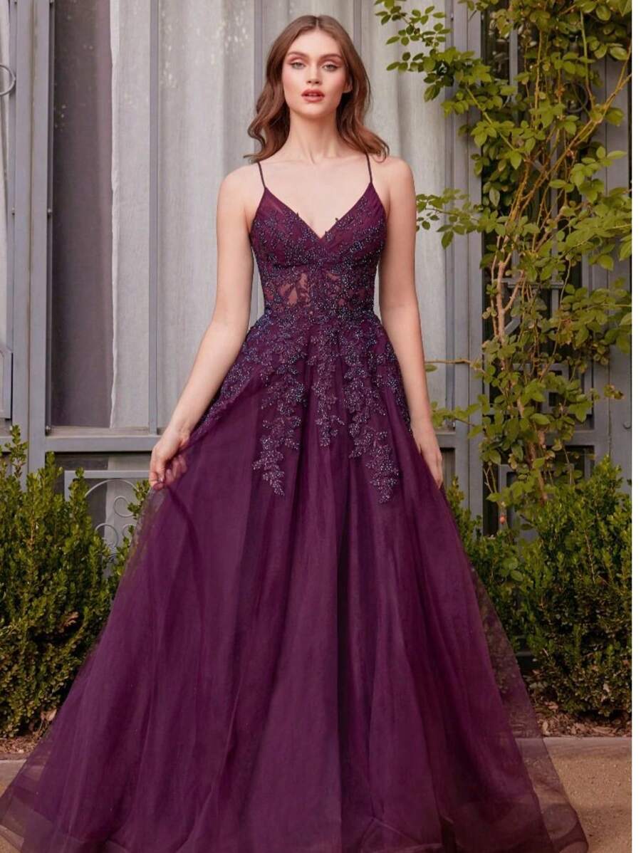 ALTA CALIDAD DE VESTIDO CON TUL - Eggplant - Ver 1